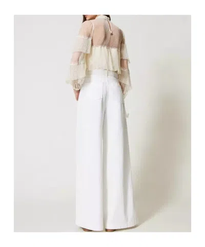 Twinset Wide-leg Cargo Jeans In White