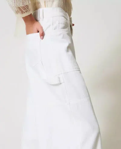 Twinset Wide-leg Cargo Jeans In White