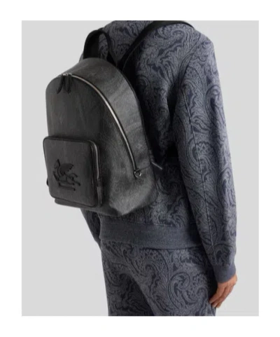 Etro Arnica Backpack Top Handle Adjustable Straps In Black