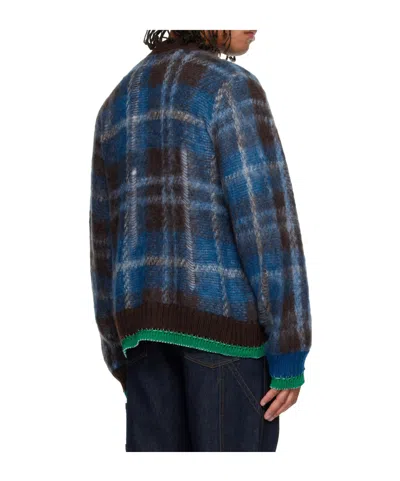 Sacai Check Mohair Knit Cardigan In Multi