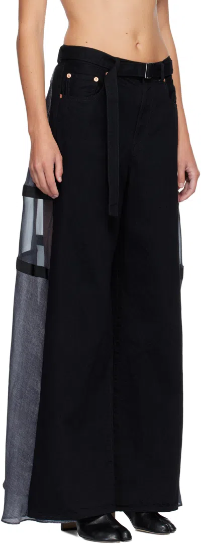 Sacai Patchwork Jeans In Black
