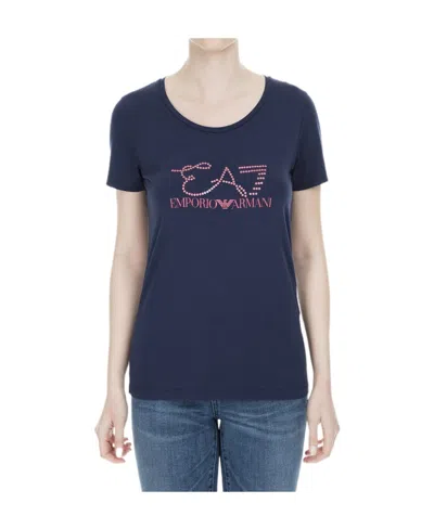 Ea7 Item O-neck Short-sleeved T-shirt In Blue