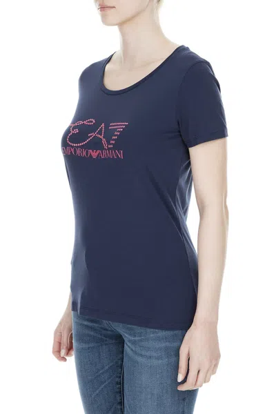 Ea7 Item O-neck Short-sleeved T-shirt In Blue