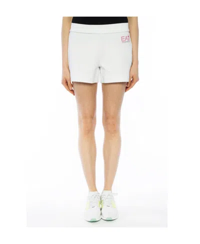 Ea7 Logo Printed Shorts In White