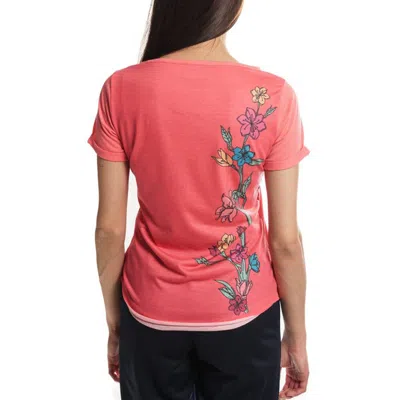 Ea7 Floral Pattern Round Collar Short-sleeved T-shirt In Pink