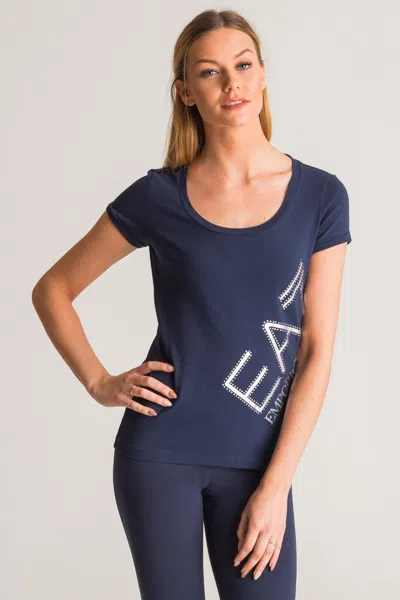 Ea7 Logo Details T-shirt In Blue