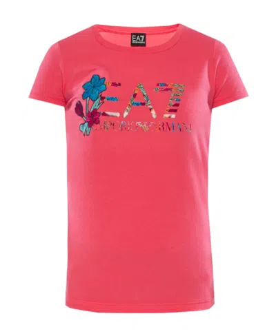 Ea7 Floral Pattern T-shirt In Pink