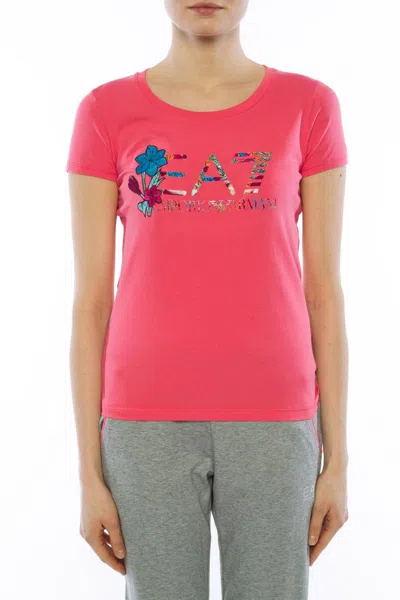 Ea7 Floral Pattern T-shirt In Pink