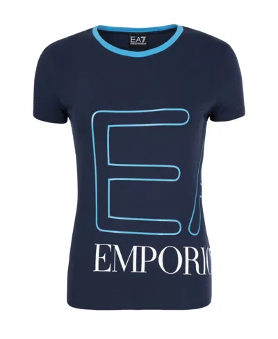 Ea7 Logo Short-sleeved T-shirt In Blue