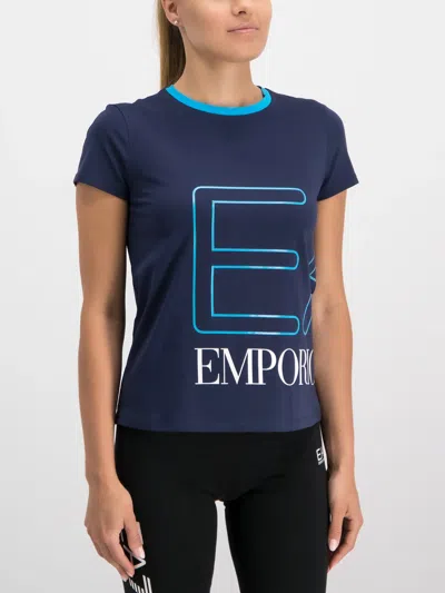 Ea7 Logo Short-sleeved T-shirt In Blue