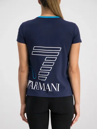Ea7 Logo Short-sleeved T-shirt In Blue