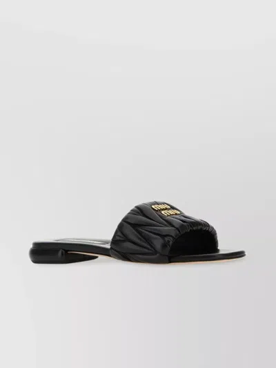 Miu Miu Nappa Leather Slides & Flip Flops In Black