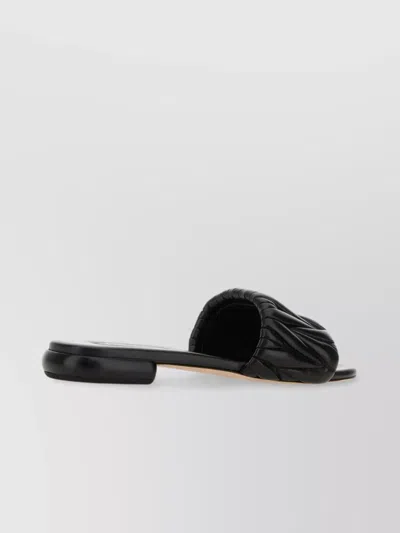 Miu Miu Nappa Leather Slides & Flip Flops In Black