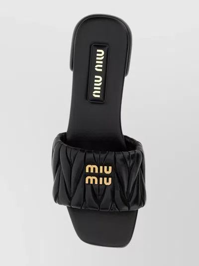 Miu Miu Nappa Leather Slides & Flip Flops In Black