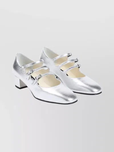 Carel Paris Argent Leopard Kina Mary Jane Patent Leather Pumps In Silver