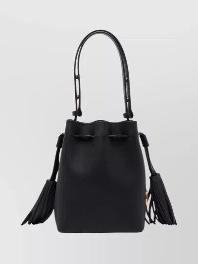 Valentino Adjustable Handle Shoulder Bag Tassel Detail In Black