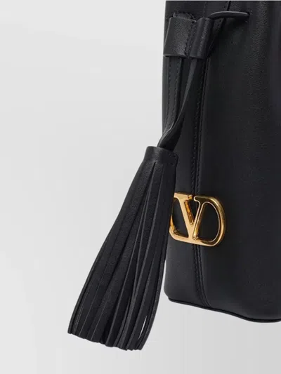 Valentino Adjustable Handle Shoulder Bag Tassel Detail In Black