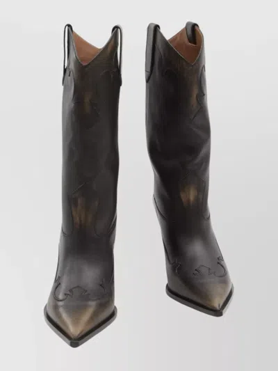 Paris Texas Western Inspired Mid-calf Stiletto Boots In Animal Print