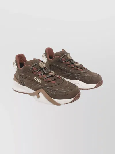 Fendi Chunky Sole Sneakers Featuring Perforated Design In Multi