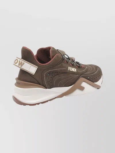 Fendi Chunky Sole Sneakers Featuring Perforated Design In Multi