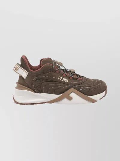 Fendi Chunky Sole Sneakers Featuring Perforated Design In Multi