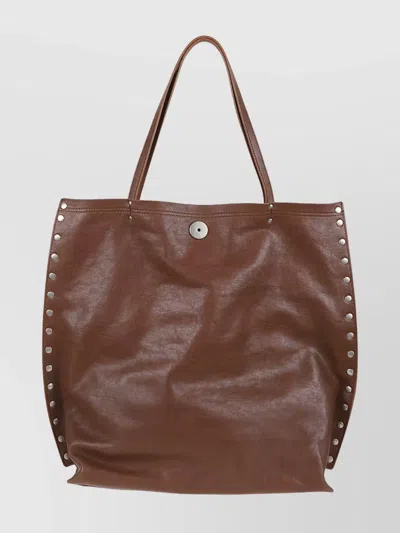 Zanellato Studded Leather Shoulder Bag With Dual Handles In Brown