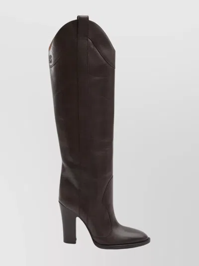 Paris Texas Western Style Knee-high Leather Boots In Brown