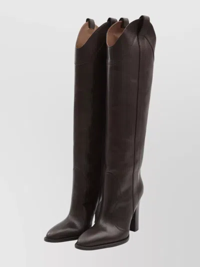 Paris Texas Western Style Knee-high Leather Boots In Brown