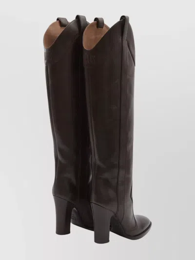 Paris Texas Western Style Knee-high Leather Boots In Brown