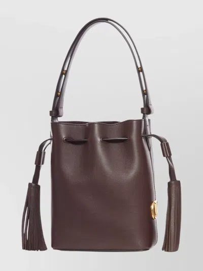 Valentino Borsa A Secchiello Vlogo Signature In Pelle Cioccolato  Donna In Brown