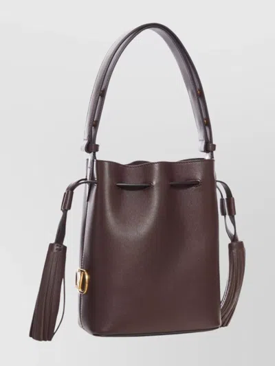 Valentino Borsa A Secchiello Vlogo Signature In Pelle Cioccolato  Donna In Brown