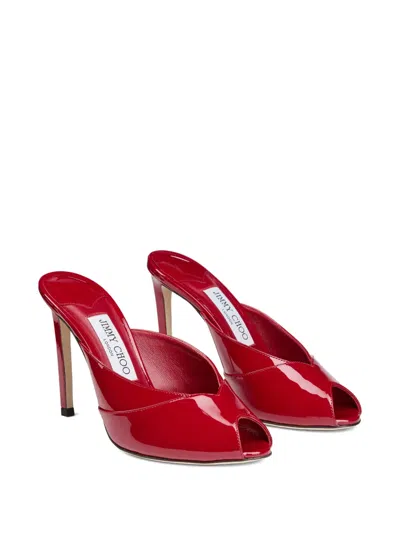 Jimmy Choo Brigitte 100mm Patent Leather Mule Pumps In Burgundy