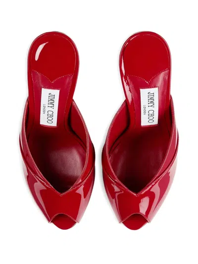 Jimmy Choo Brigitte 100mm Patent Leather Mule Pumps In Burgundy