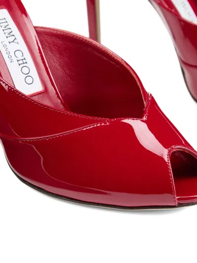 Jimmy Choo Brigitte 100mm Patent Leather Mule Pumps In Burgundy