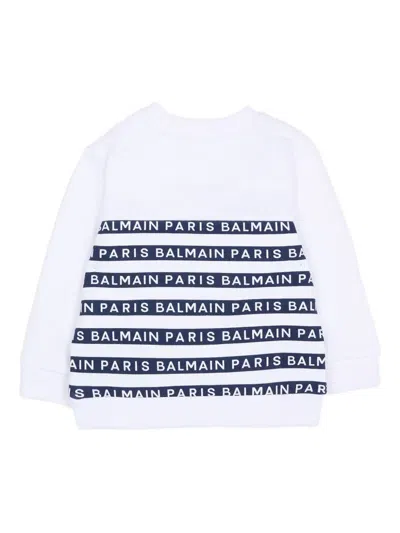 Balmain Button Crew-neck Sweatshirt In White
