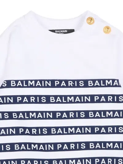 Balmain Button Crew-neck Sweatshirt In White