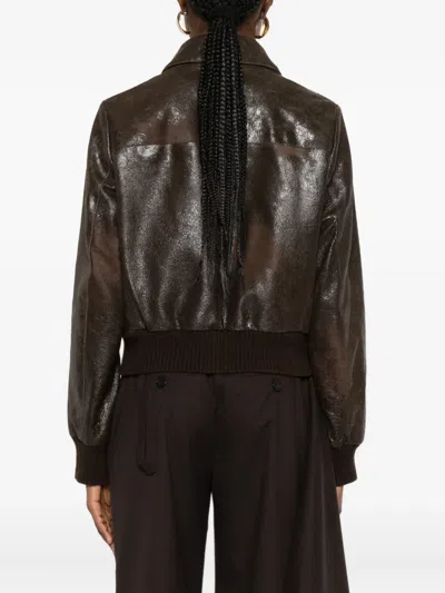 Valstar Bomberjacke Aus Leder In Burgundy