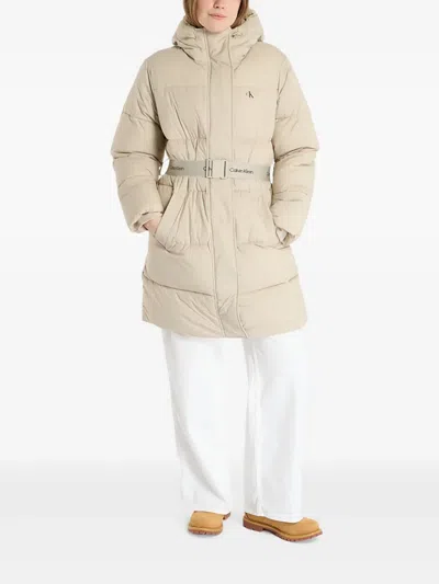 Calvin Klein Jeans Est.1978 Kapuzenmantel Mit Gürtel In Gray