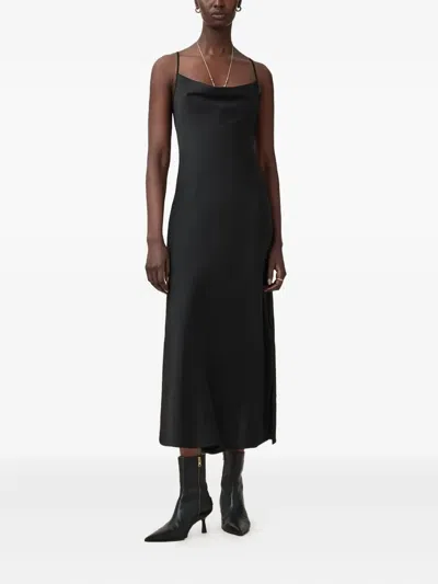 Allsaints Hadley Side-slit Midi Dress In Black