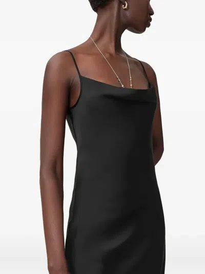 Allsaints Hadley Side-slit Midi Dress In Black