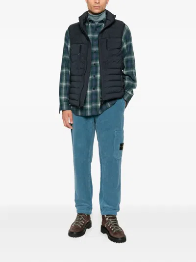 Stone Island Lightweight Sleeveless Padded Vest Pockets In Blue