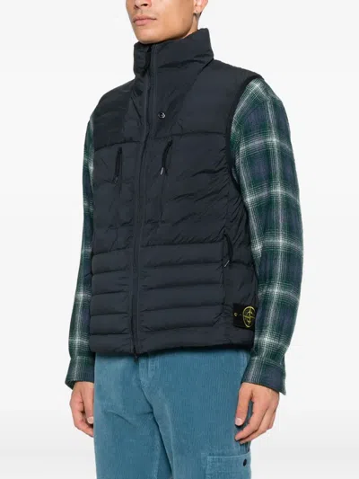 Stone Island Lightweight Sleeveless Padded Vest Pockets In Blue