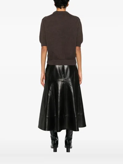 Khaite Davin Short-sleeve Cashmere Sweater In Brown