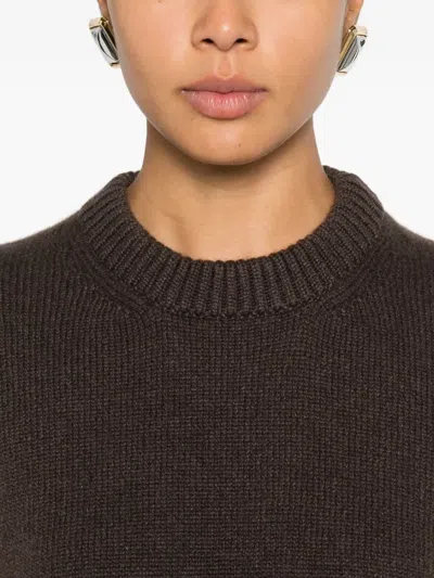 Khaite Davin Short-sleeve Cashmere Sweater In Brown