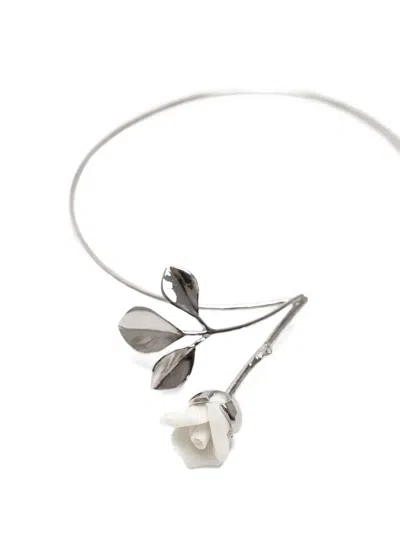 Andres Gallardo Rosebud Cross Choker In Metallic