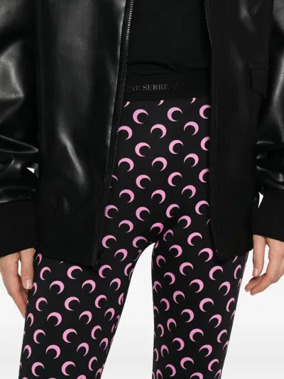 Marine Serre Capri Moon-printed Shorts In Black