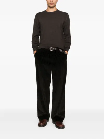 Filippo De Laurentiis Ribbed Wool Sweater In Brown