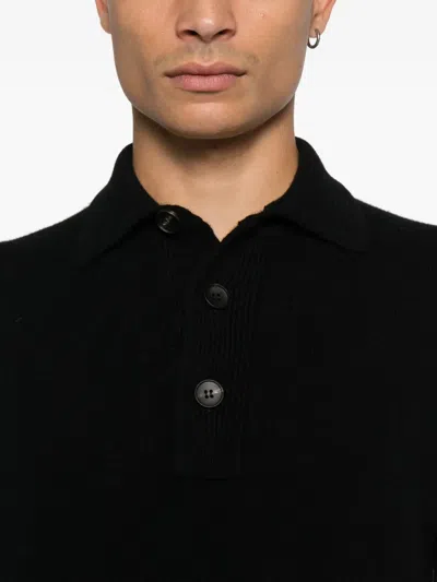 Filippo De Laurentiis Buttoned Wool Sweater In Black