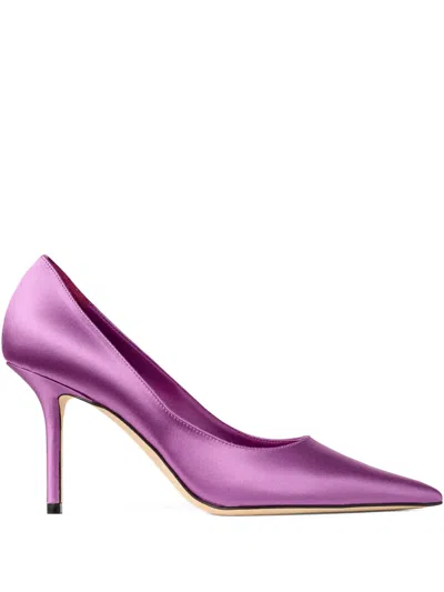 Jimmy Choo Love 85 Pointed-toe Slip-on Pumps In Purple
