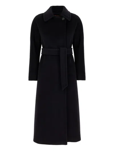 Max Mara Tenzone Belted Coat In Blue